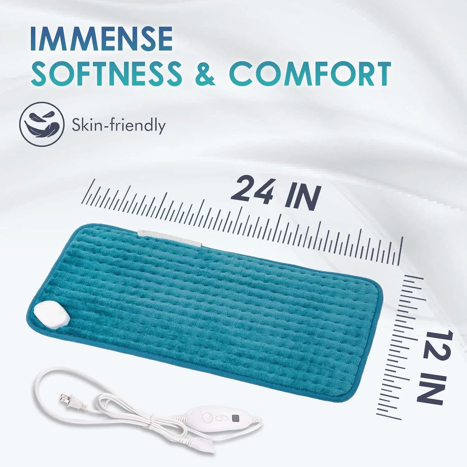 DAILYLIFE Heating Pad 12"x24" for Pain Relief, Flannel Electric Heating Pads with 6 Heat Settings, Fast-Heating Technology, Auto Shut Off, Great for Back, Neck, and Cramps, Blue