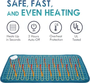 DAILYLIFE Heating Pad 12"x24" for Pain Relief, Flannel Electric Heating Pads with 6 Heat Settings, Fast-Heating Technology, Auto Shut Off, Great for Back, Neck, and Cramps, Blue