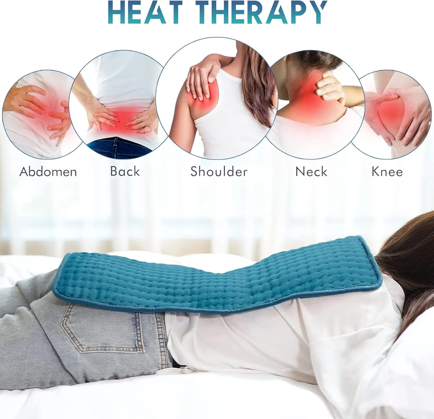 DAILYLIFE Heating Pad 12"x24" for Pain Relief, Flannel Electric Heating Pads with 6 Heat Settings, Fast-Heating Technology, Auto Shut Off, Great for Back, Neck, and Cramps, Blue
