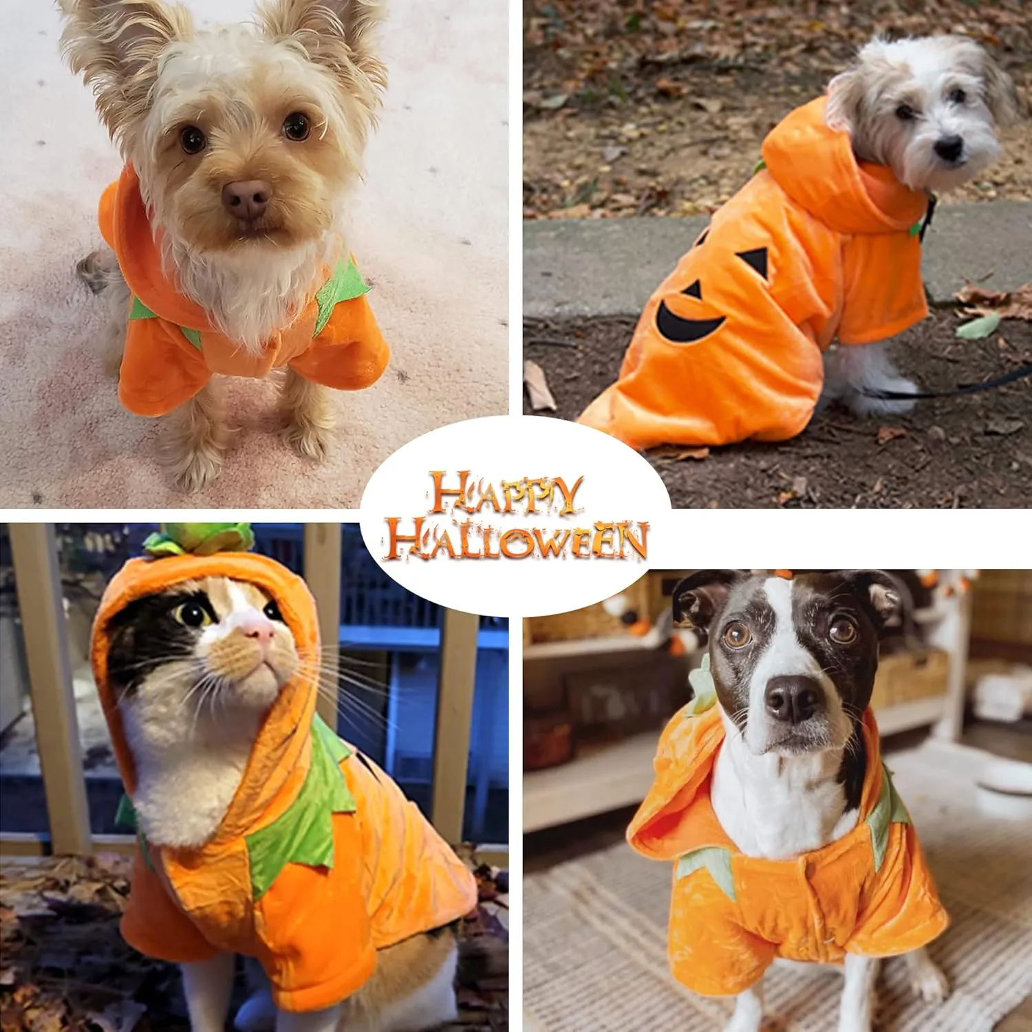 Delifur Dog Cat Halloween Pumpkin Costume Puppy Fleece Hoodie Coat for Small to Medium Dogs (X-Large)