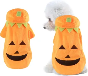 Delifur Dog Cat Halloween Pumpkin Costume Puppy Fleece Hoodie Coat for Small to Medium Dogs (X-Large)