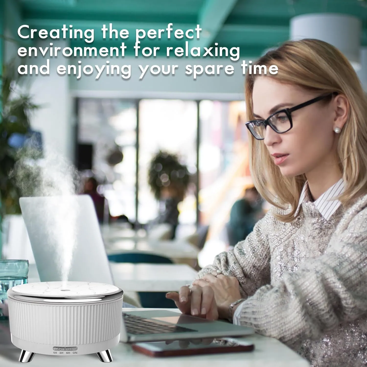 Diffusers for Essential Oils Large Room, Aromatherapy Diffuser with Remote Control,7 Colors Lights 3 Mist Mode for Women Office Home White Sliver