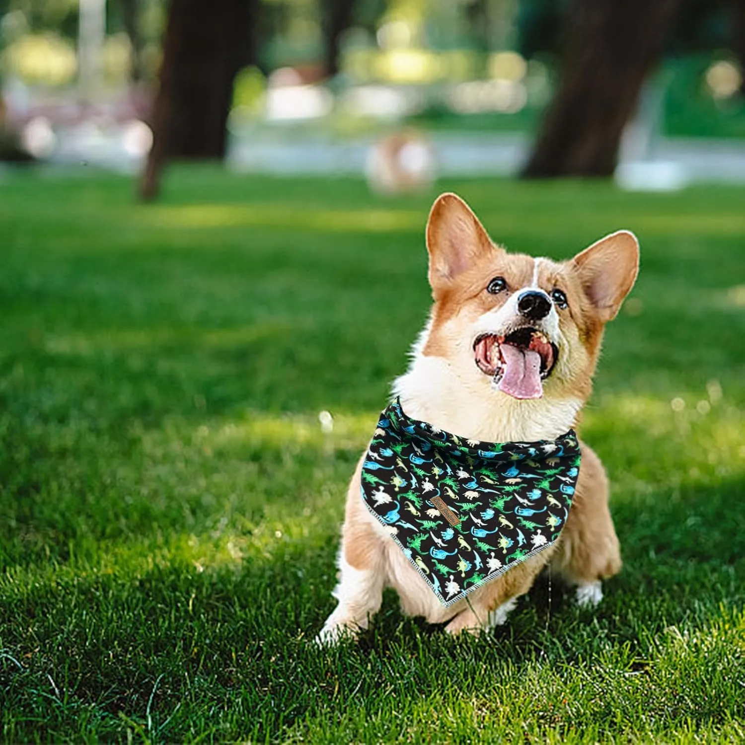 Dog Bandana - 1PC Dinosaurs Print Pet Bandanas Summer Puppy Bandana Bibs Scarf Square Soft Dog Kerchief Pet Bandanas for Small Medium Large Dogs