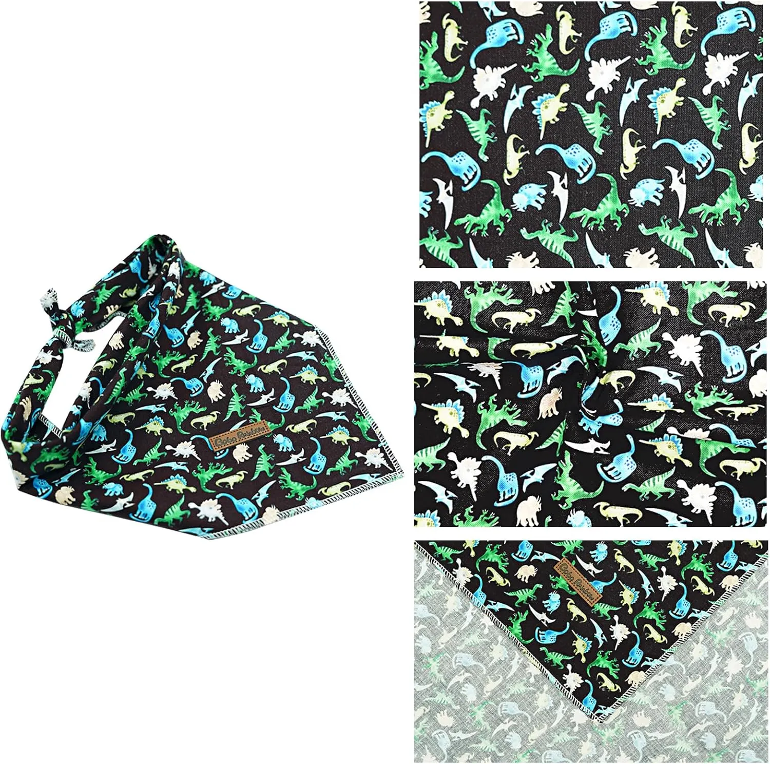 Dog Bandana - 1PC Dinosaurs Print Pet Bandanas Summer Puppy Bandana Bibs Scarf Square Soft Dog Kerchief Pet Bandanas for Small Medium Large Dogs
