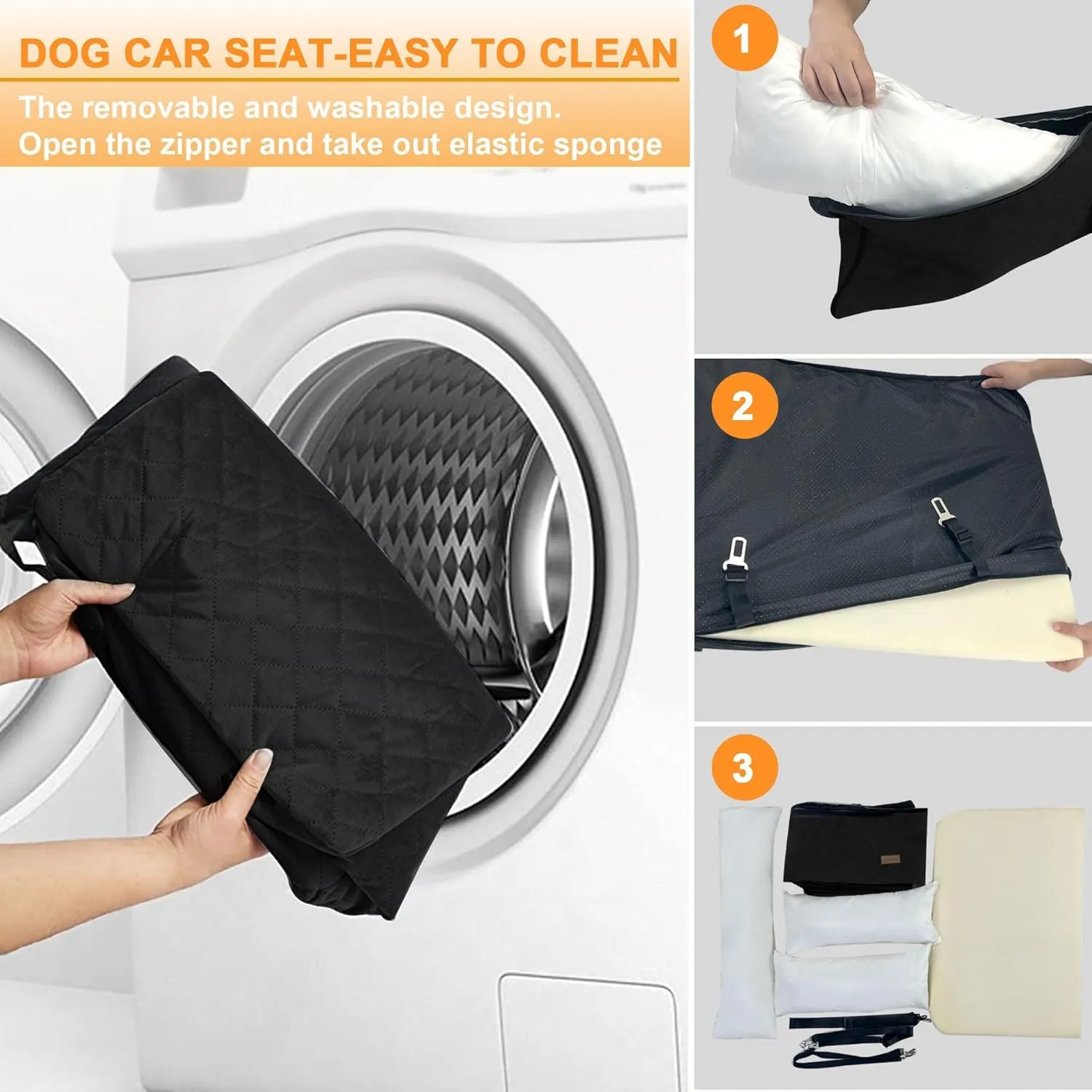 Dog Car Seat Pet Booster for Mid/Large Dogs, Dog Car Seat is Safe and Comfortable, and can be Disassembled for Easy Cleaning, Comfy Ultra Soft Travel Bed