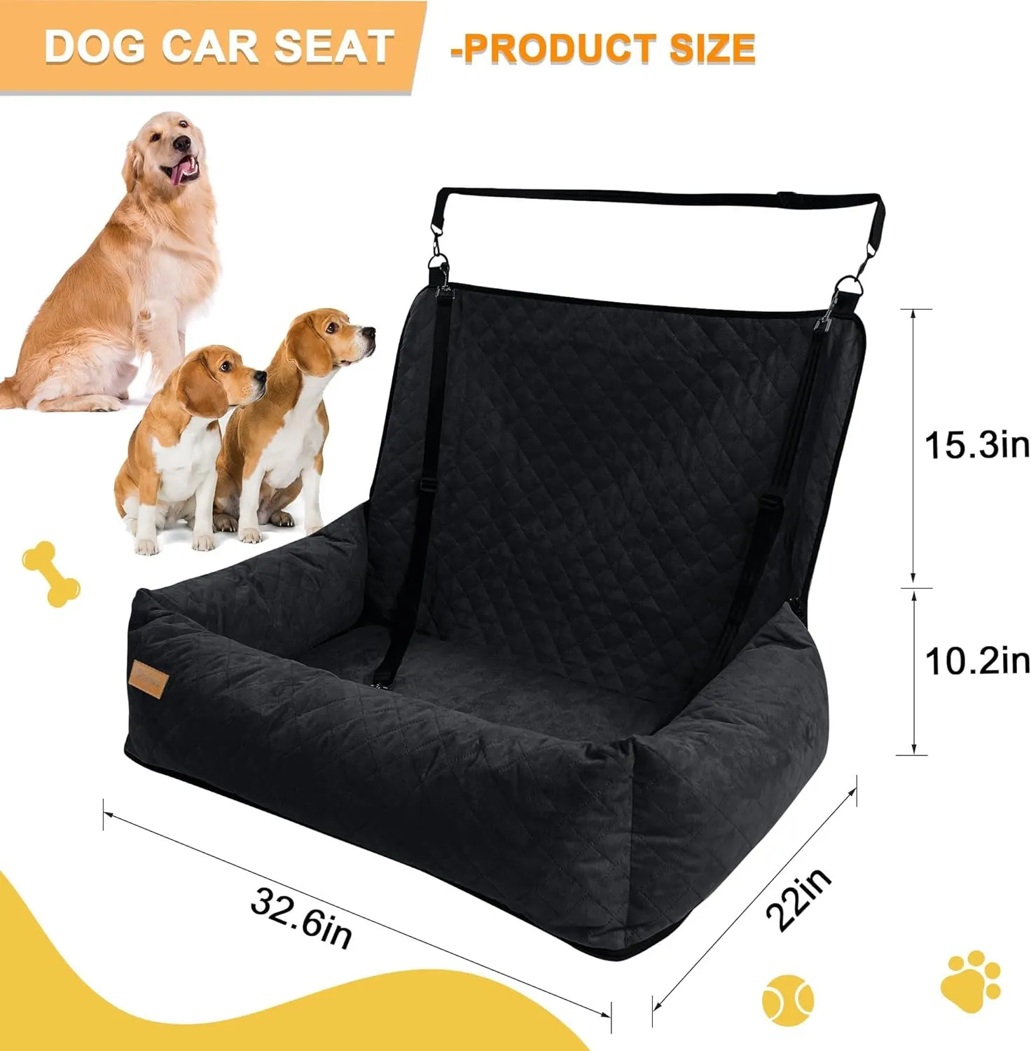 Dog Car Seat Pet Booster for Mid/Large Dogs, Dog Car Seat is Safe and Comfortable, and can be Disassembled for Easy Cleaning, Comfy Ultra Soft Travel Bed