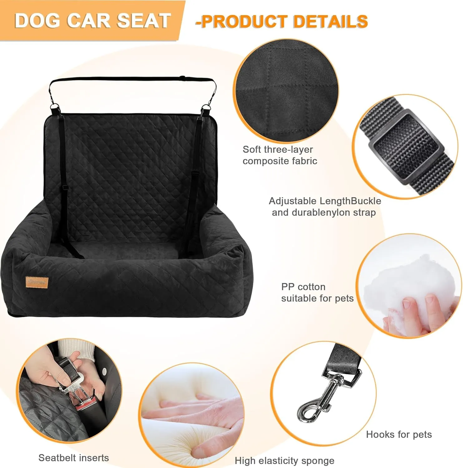 Dog Car Seat Pet Booster for Mid/Large Dogs, Dog Car Seat is Safe and Comfortable, and can be Disassembled for Easy Cleaning, Comfy Ultra Soft Travel Bed
