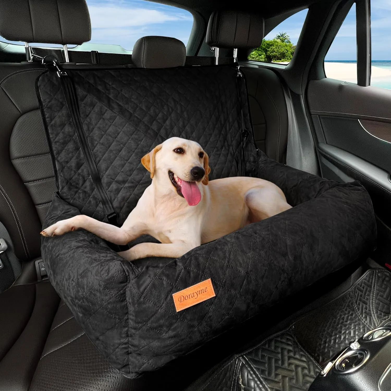 Dog Car Seat Pet Booster for Mid/Large Dogs, Dog Car Seat is Safe and Comfortable, and can be Disassembled for Easy Cleaning, Comfy Ultra Soft Travel Bed
