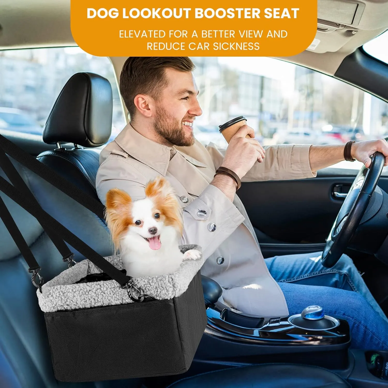 Dog Car Seats for Small Dogs, Upgrade Dog Booster Seat with Metal Frame Construction with Double-Layer Oxford, Perfect for Small Pets,L-UP TO 10LBS