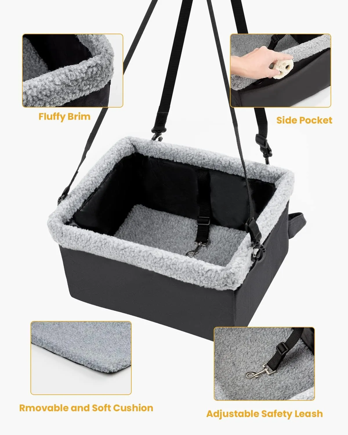Dog Car Seats for Small Dogs, Upgrade Dog Booster Seat with Metal Frame Construction with Double-Layer Oxford, Perfect for Small Pets,L-UP TO 10LBS