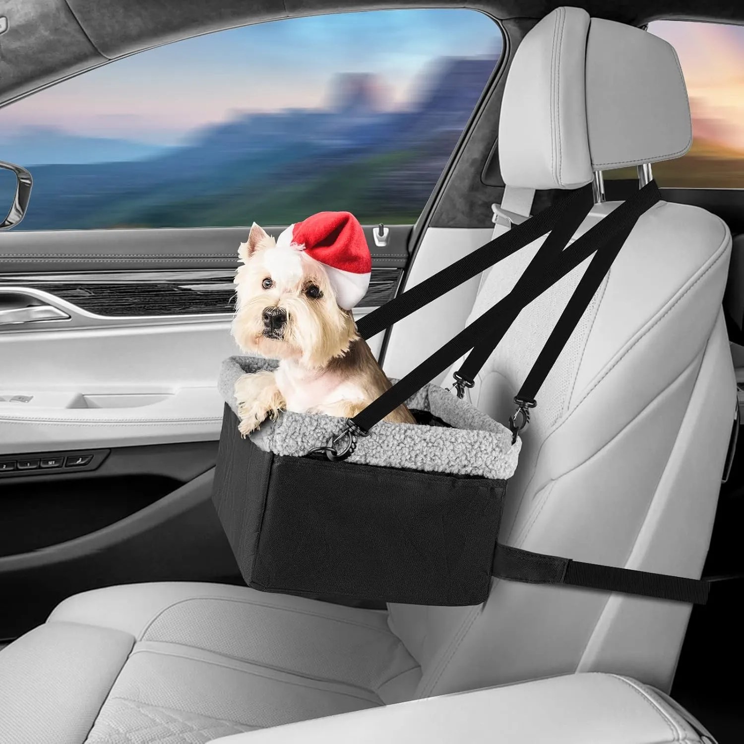 Dog Car Seats for Small Dogs, Upgrade Dog Booster Seat with Metal Frame Construction with Double-Layer Oxford, Perfect for Small Pets,L-UP TO 10LBS