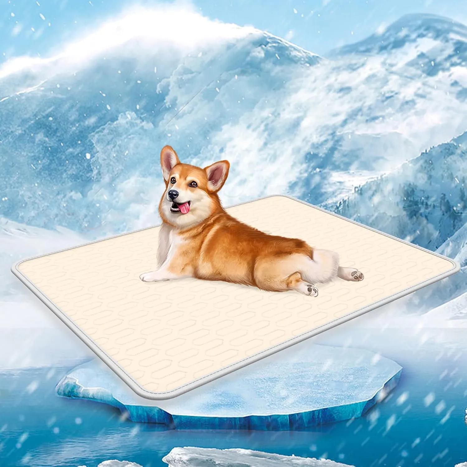 Dog Cooling Mat Dogs Crate Mat 30" x 20" Large Pad for Dogs Sleeping Mats for Dog and Cat Durable Self Cooling Pet Blanket Outdoor Indoor Non-Slip Cooling Dog Mats (Light Yellow)