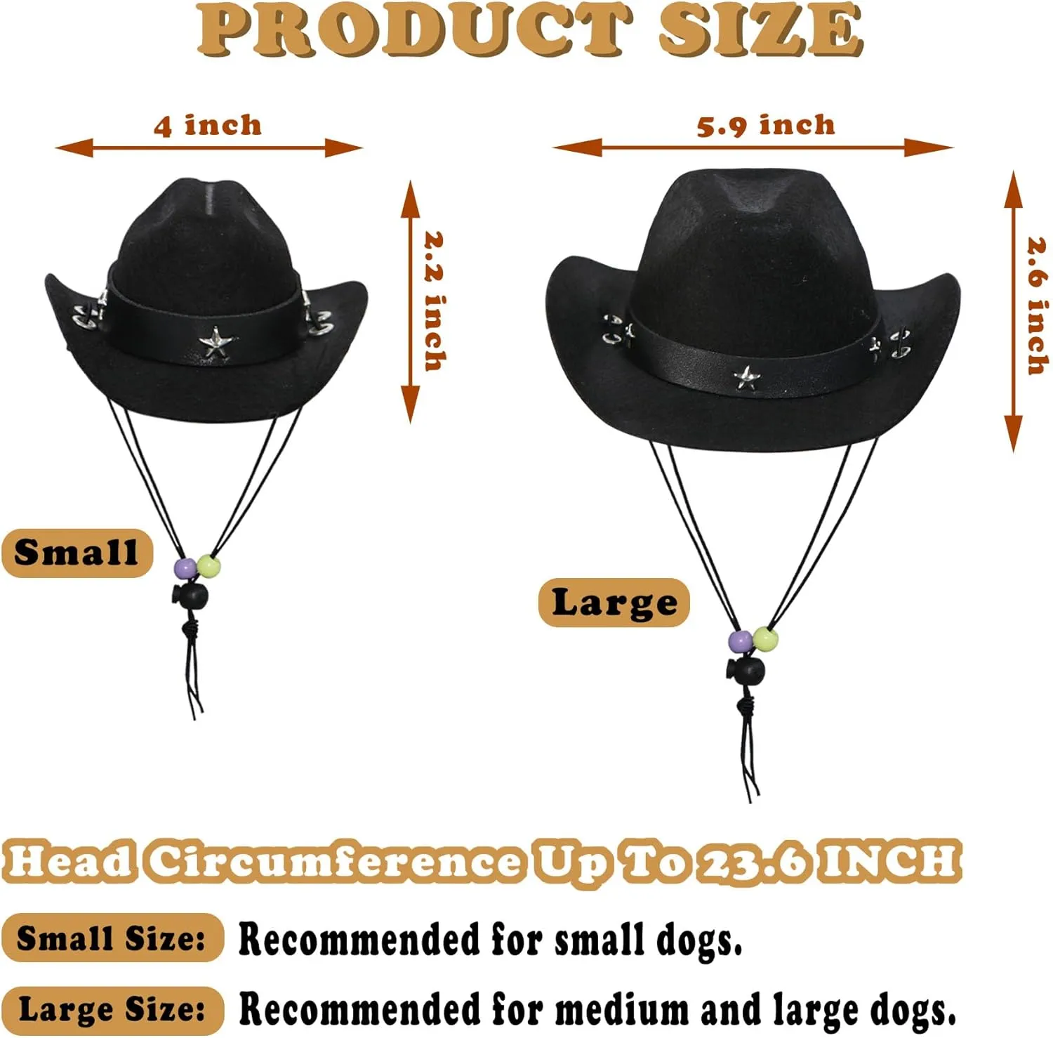 Dog Halloween Costumes, Dog Cowboy Costume Halloween Pet Cowboy Hat Bandana Scarf for Small Medium Large Dogs Pets (Black Hat & Red Bandana, Large)