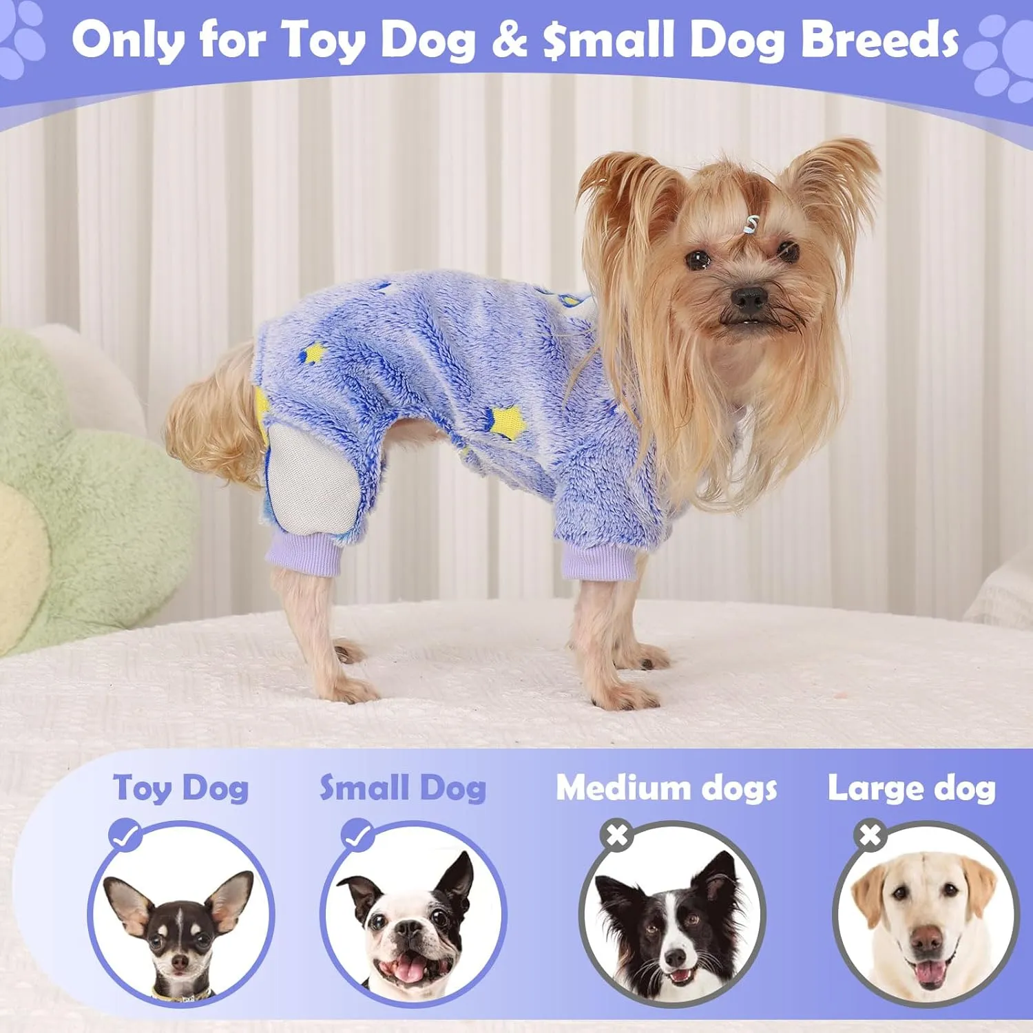 Dog Pajamas Pjs Small, Fall Winter Fleece Sweater Cute Extra Small Puppy Clothes Boy, 4 Legs Dog Sweater Jumpsuit, Soft Doggie Onesies Pet Apparel Outfits for Chihuahua Yorkie, Blue, XXS