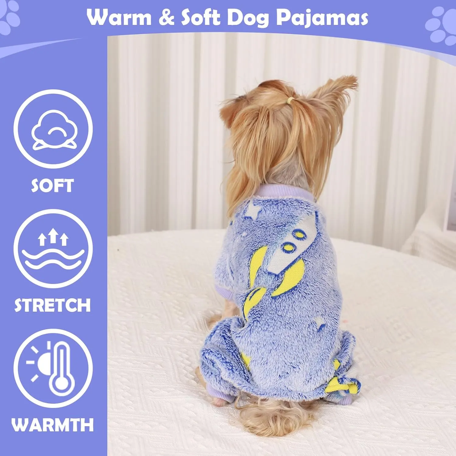 Dog Pajamas Pjs Small, Fall Winter Fleece Sweater Cute Extra Small Puppy Clothes Boy, 4 Legs Dog Sweater Jumpsuit, Soft Doggie Onesies Pet Apparel Outfits for Chihuahua Yorkie, Blue, XXS
