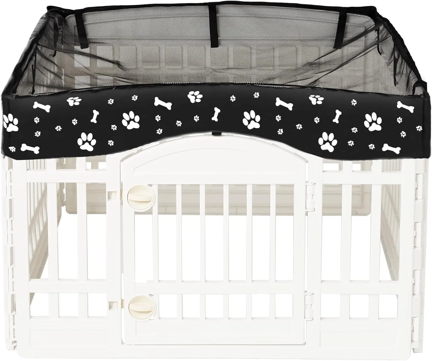 Dog Playpen Mesh Top Cover for 36" Inch Pet Playpen with 4 Panels, Dog Crate Cover Pet Tent Puppy Play Pen Cover, Ideal for Indoor/Outdoor Use. Note: Playpen Not Included!!! (Black)