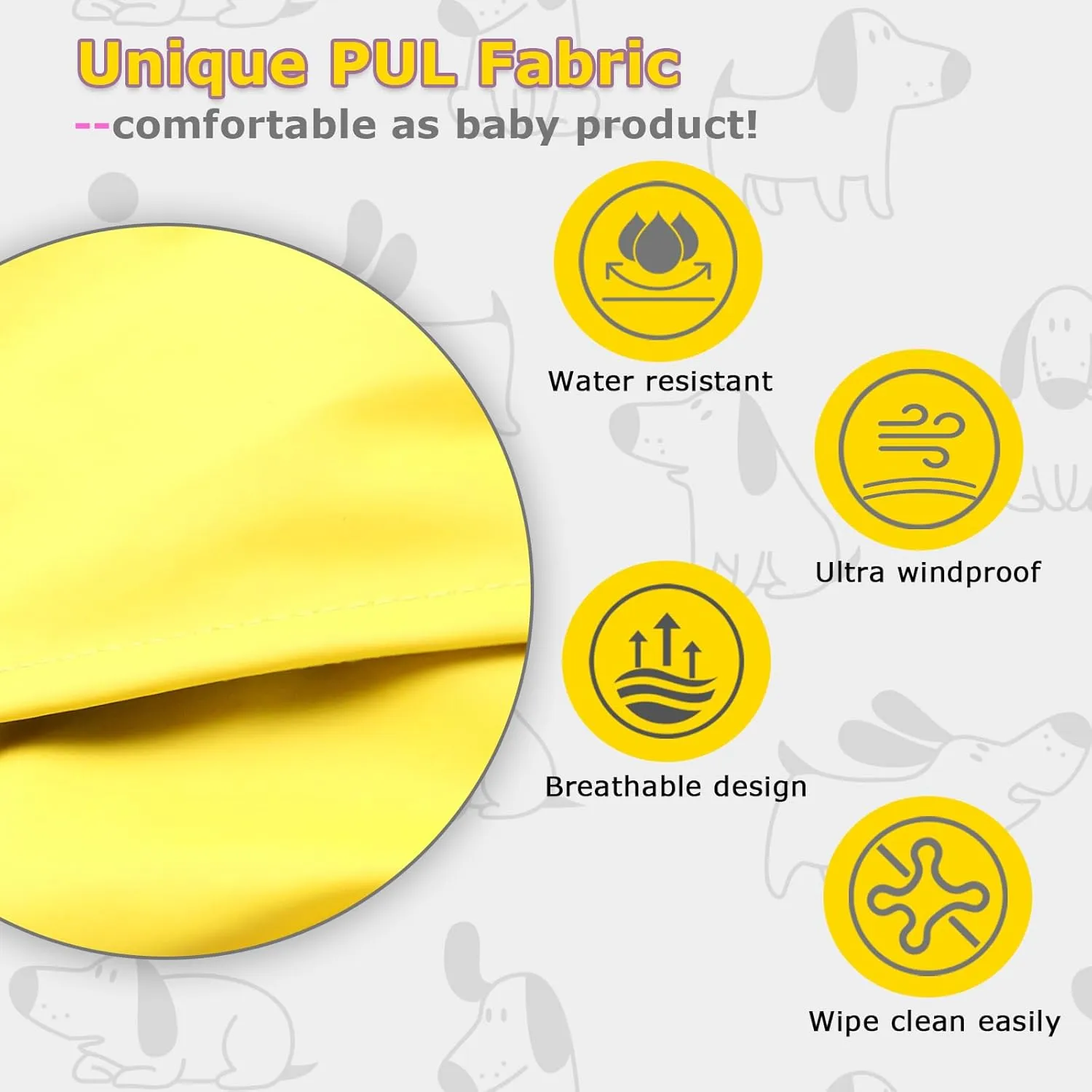 Dog Raincoat, Dog Rain,Water and Snow Proof Jacket with Hood, Leash Hole and Reflective Strap, Lightweight Puppy Clothes, Stylish Streetwear Outfit for Small Medium Dogs (Yellow, M)