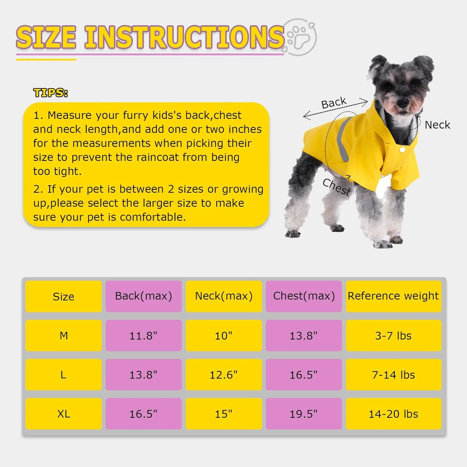 Dog Raincoat, Dog Rain,Water and Snow Proof Jacket with Hood, Leash Hole and Reflective Strap, Lightweight Puppy Clothes, Stylish Streetwear Outfit for Small Medium Dogs (Yellow, M)