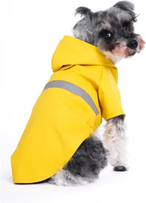 Dog Raincoat, Dog Rain,Water and Snow Proof Jacket with Hood, Leash Hole and Reflective Strap, Lightweight Puppy Clothes, Stylish Streetwear Outfit for Small Medium Dogs (Yellow, M)