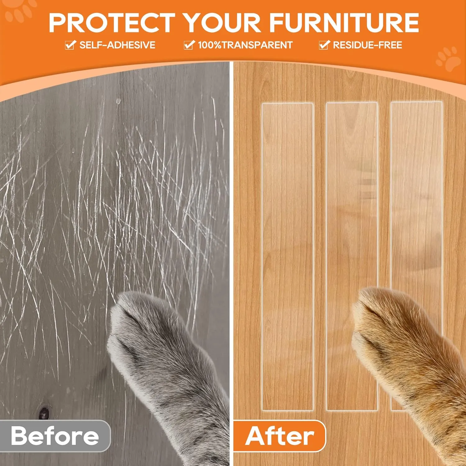 Door Protector from Dog Scratching, Window Sill Protector, Clear Sided Shield Protection Barrier Anti Cat, Dog Scratching, Slobbering, and Clawing Furniture, Glass, Car Door, Couch 4in x 3.3ft