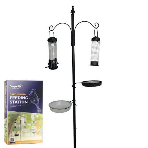 DRAGONFLY GARDEN BIRD FEEDING STATION WITH EXTRA FEEDERS
