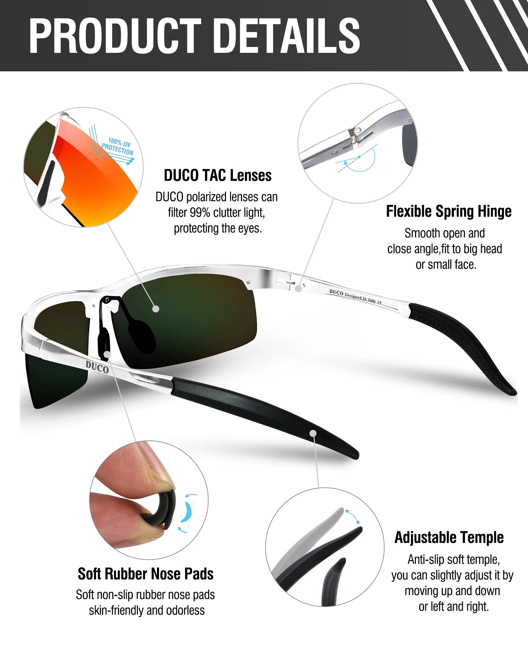 DUCO Men's Polarized Sunglasses for Fishing Driving 8177s