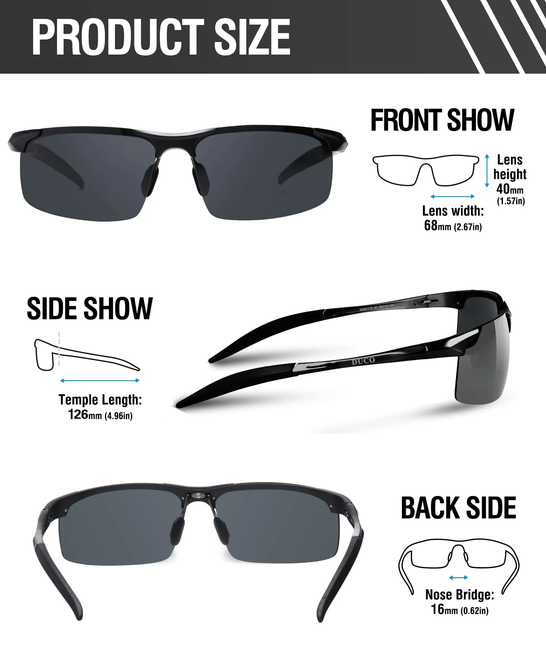DUCO Men's Polarized Sunglasses for Fishing Driving 8177s