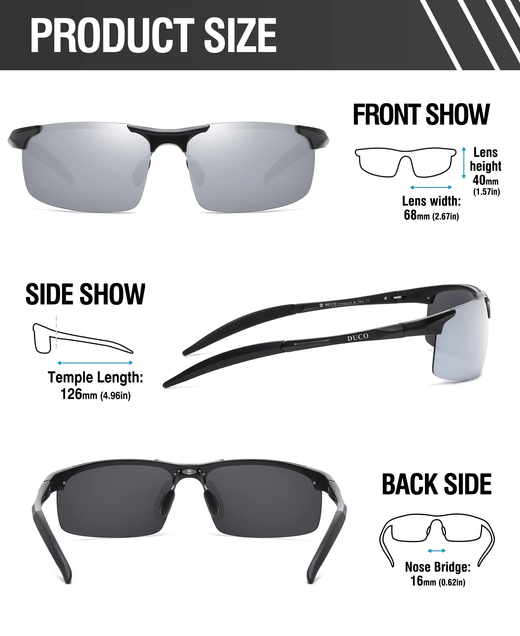 DUCO Men's Polarized Sunglasses for Fishing Driving 8177s