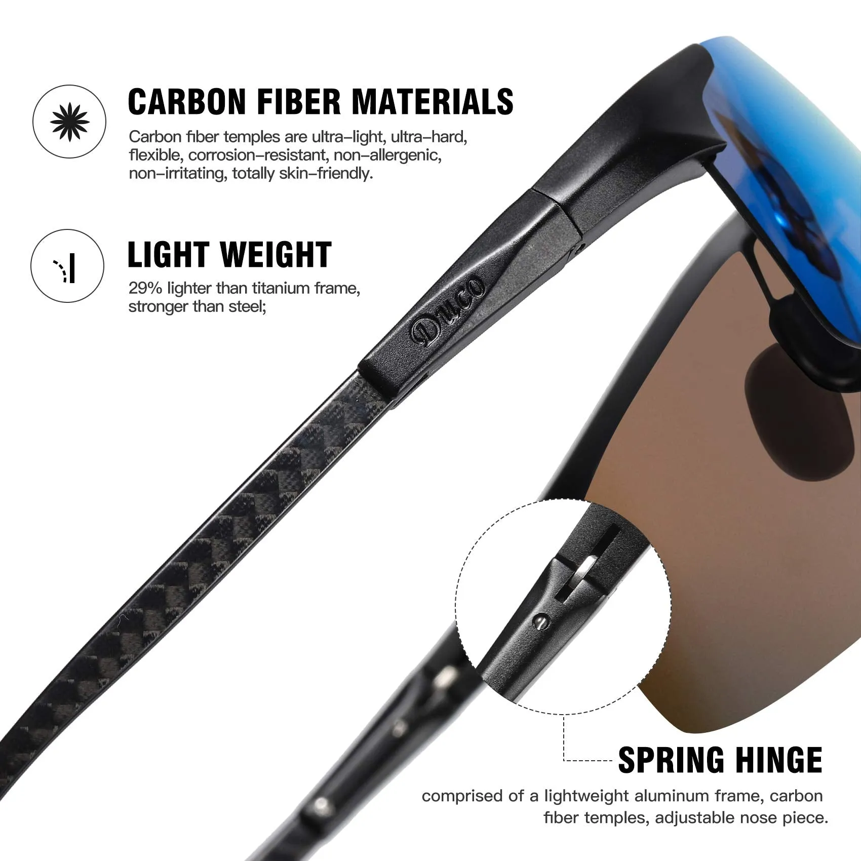 DUCO Men's Sports Polarized Driving Sunglasses for Men DC8277