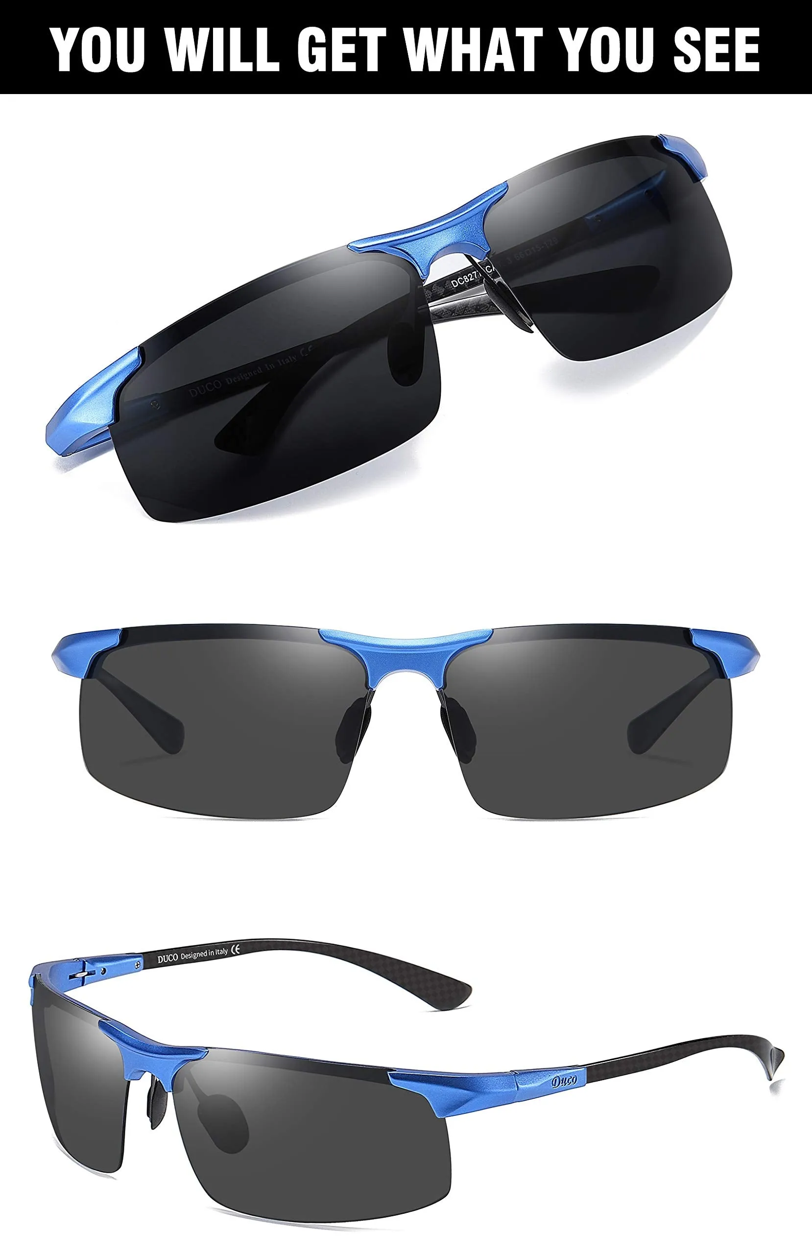 DUCO Men's Sports Polarized Driving Sunglasses for Men DC8277