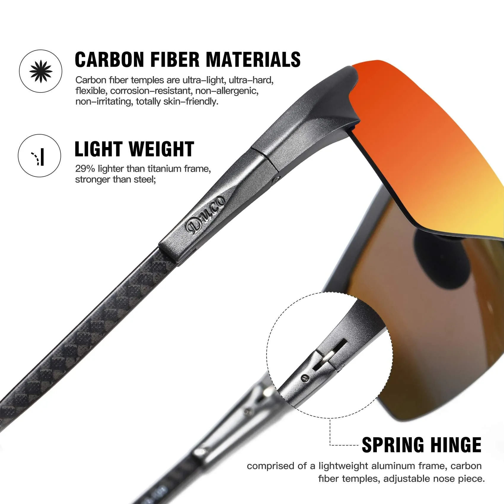 DUCO Men's Sports Polarized Driving Sunglasses for Men DC8277