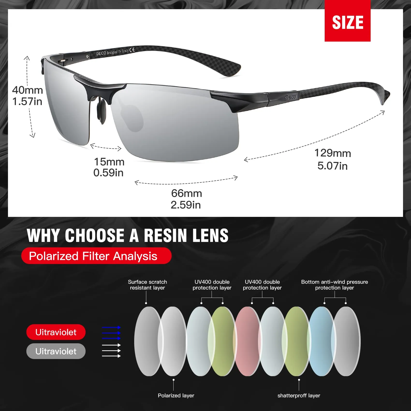 DUCO Men's Sports Polarized Driving Sunglasses for Men DC8277