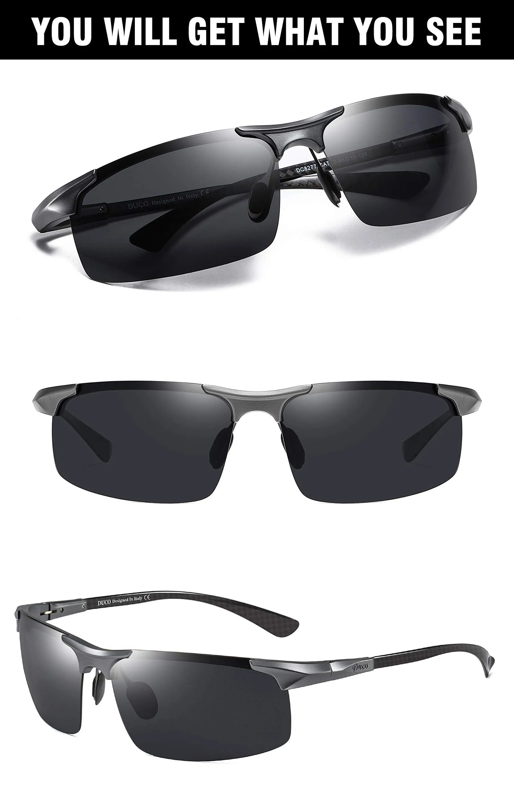 DUCO Men's Sports Polarized Driving Sunglasses for Men DC8277
