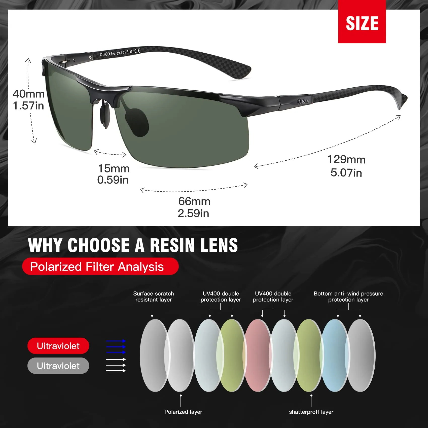 DUCO Men's Sports Polarized Driving Sunglasses for Men DC8277