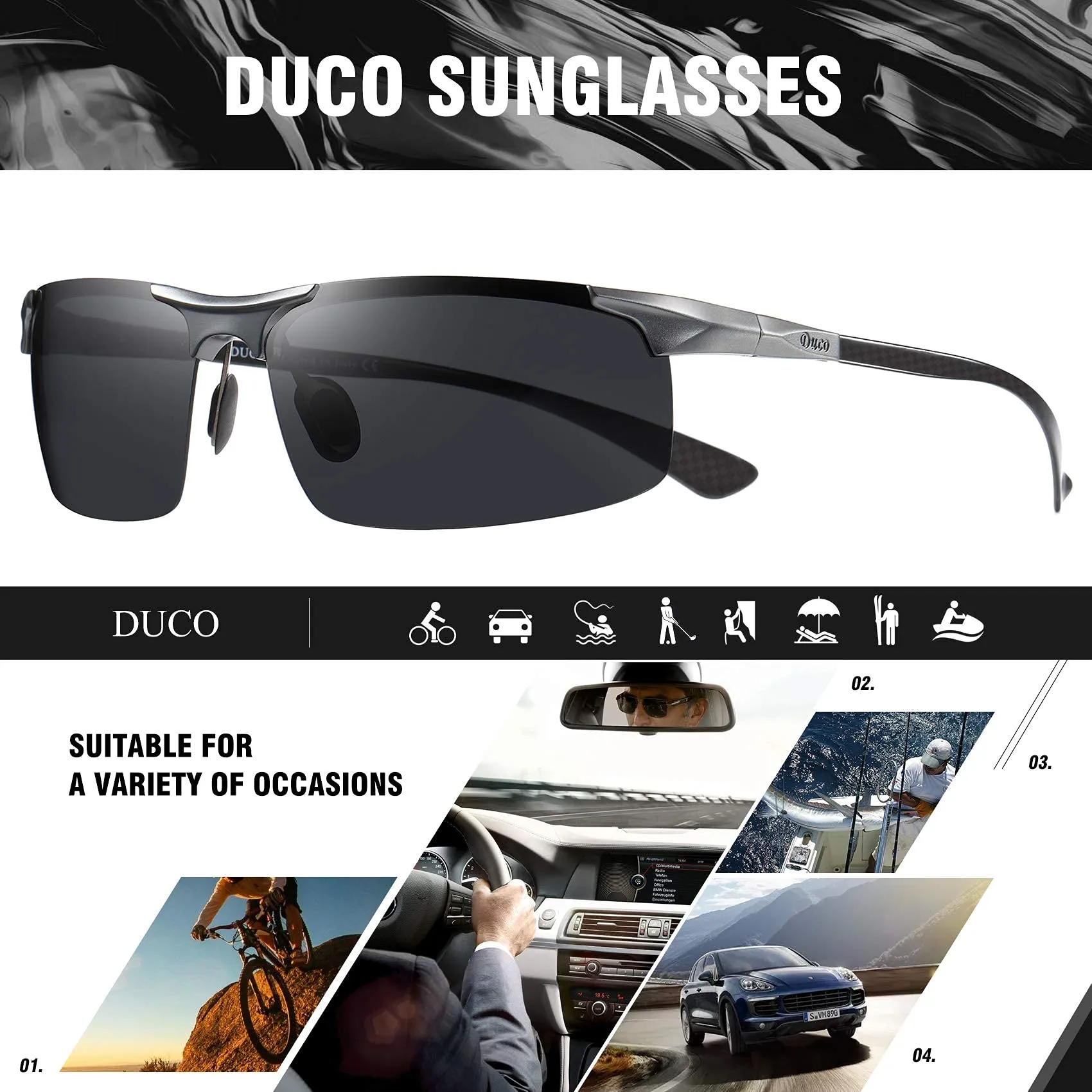 DUCO Men's Sports Polarized Driving Sunglasses for Men DC8277