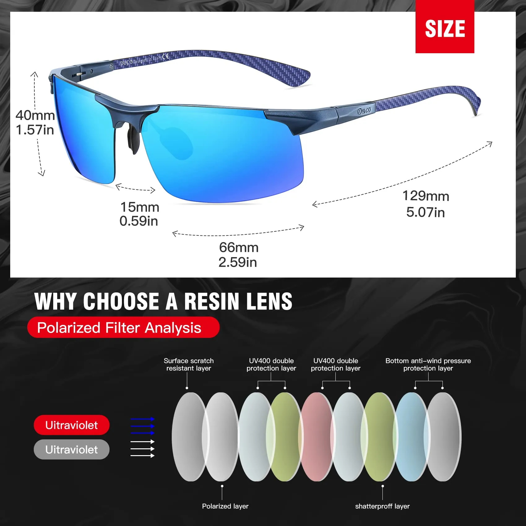 DUCO Men's Sports Polarized Driving Sunglasses for Men DC8277
