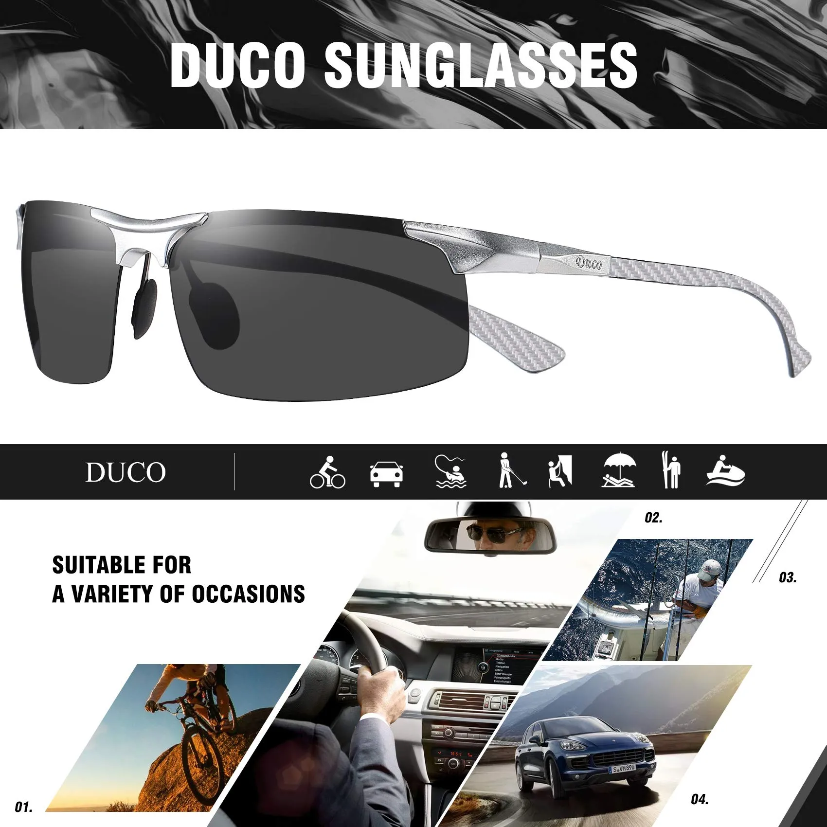 DUCO Men's Sports Polarized Driving Sunglasses for Men DC8277