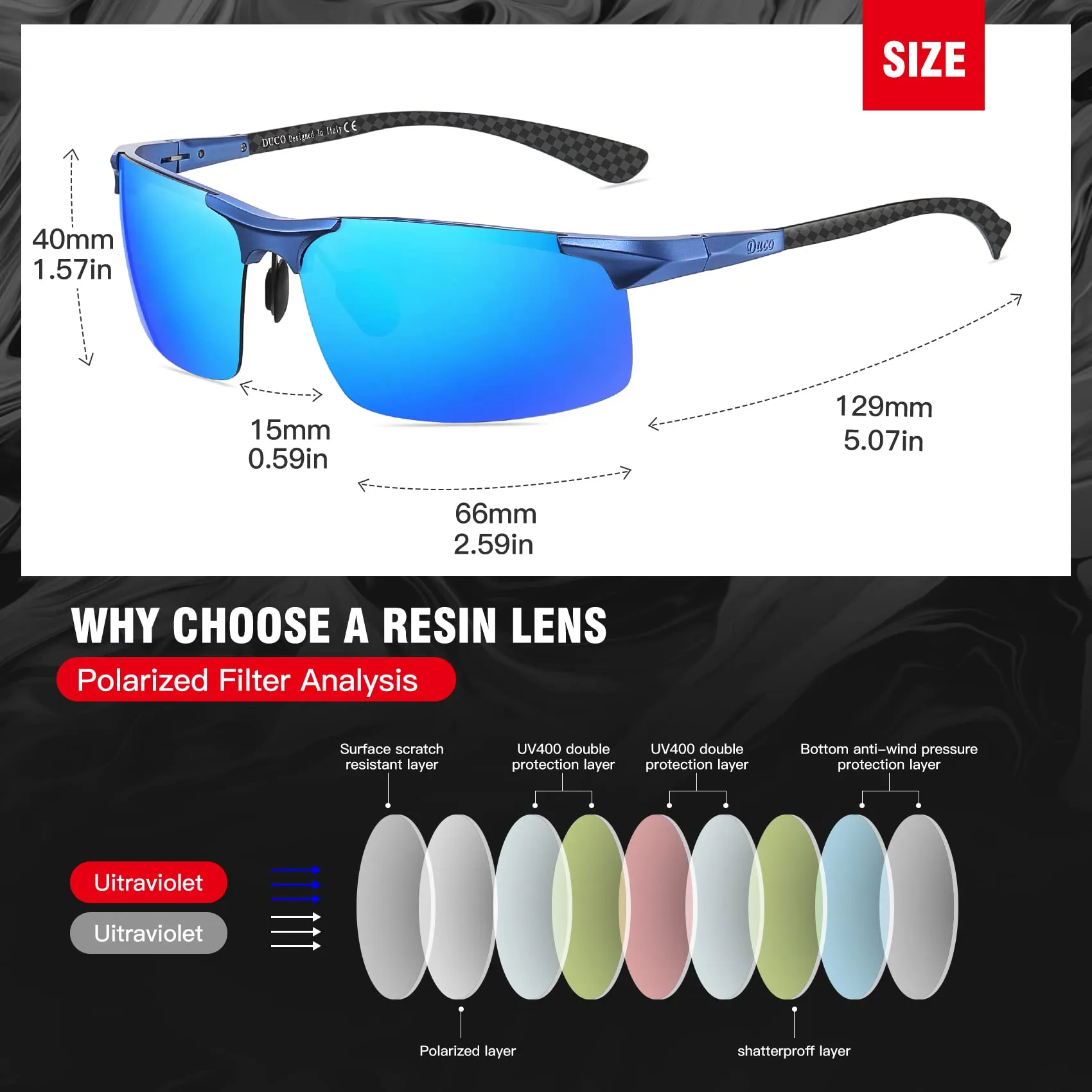 DUCO Men's Sports Polarized Driving Sunglasses for Men DC8277