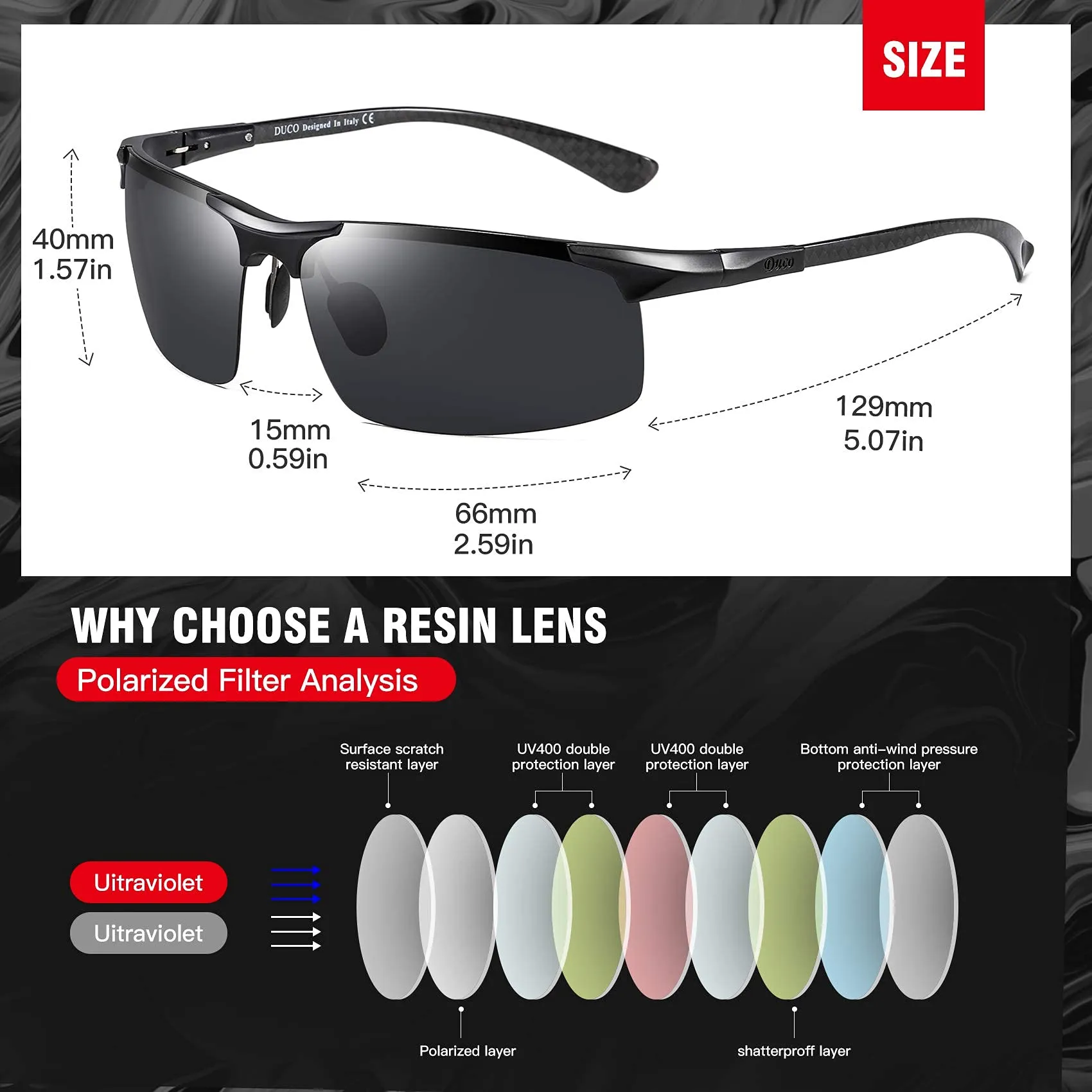 DUCO Men's Sports Polarized Driving Sunglasses for Men DC8277