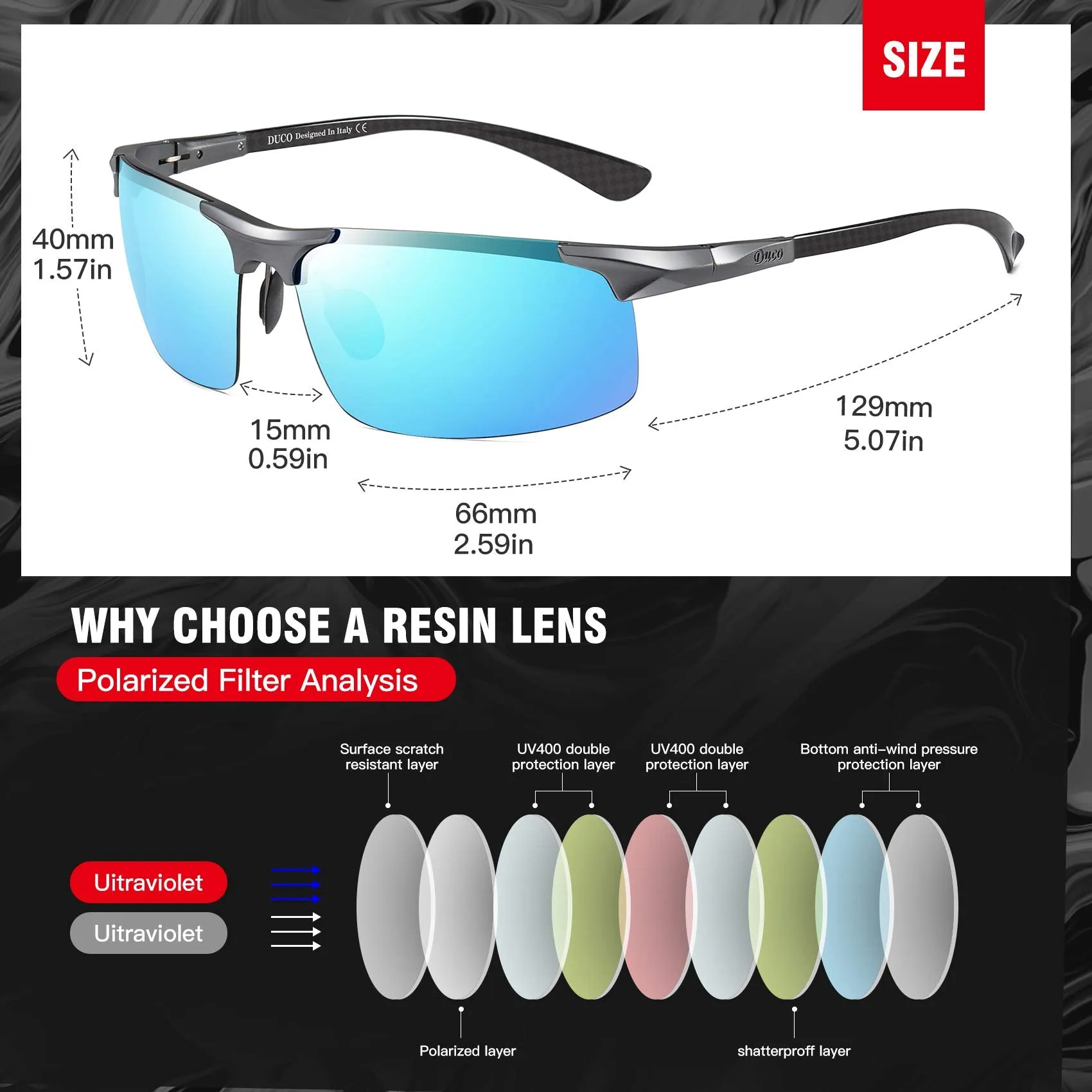 DUCO Men's Sports Polarized Driving Sunglasses for Men DC8277