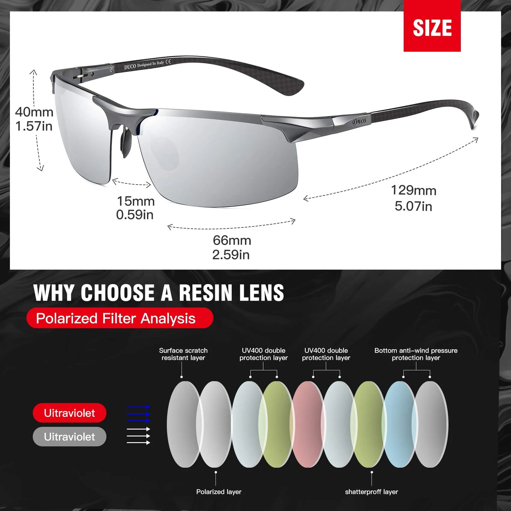DUCO Men's Sports Polarized Driving Sunglasses for Men DC8277
