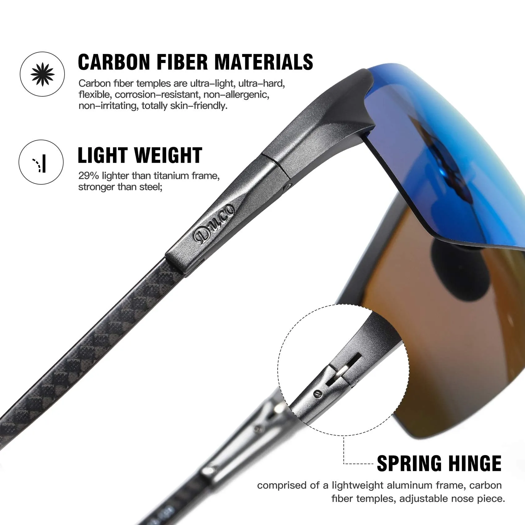 DUCO Men's Sports Polarized Driving Sunglasses for Men DC8277