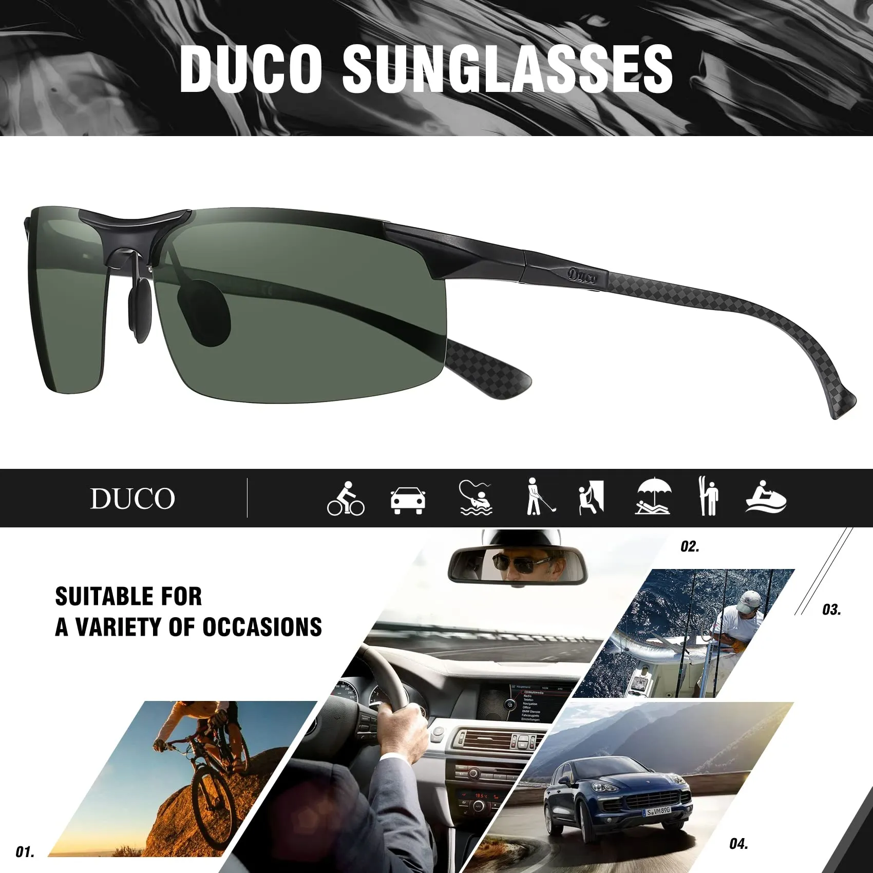 DUCO Men's Sports Polarized Driving Sunglasses for Men DC8277