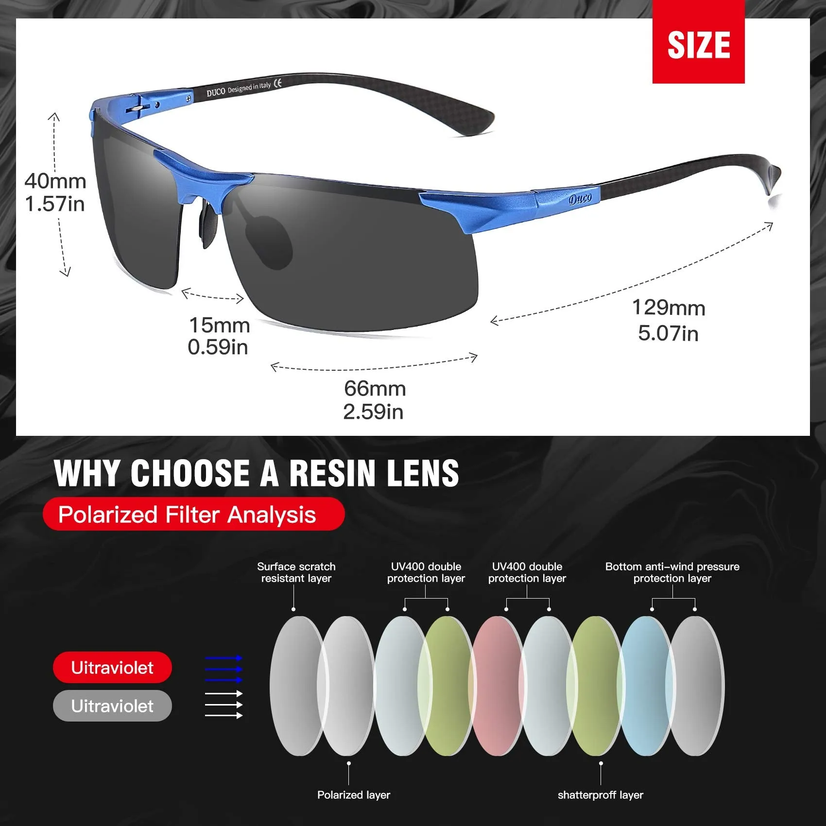 DUCO Men's Sports Polarized Driving Sunglasses for Men DC8277