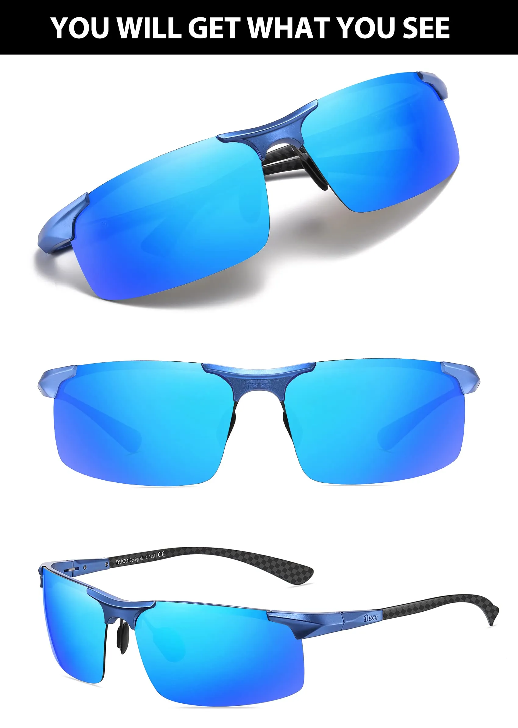 DUCO Men's Sports Polarized Driving Sunglasses for Men DC8277