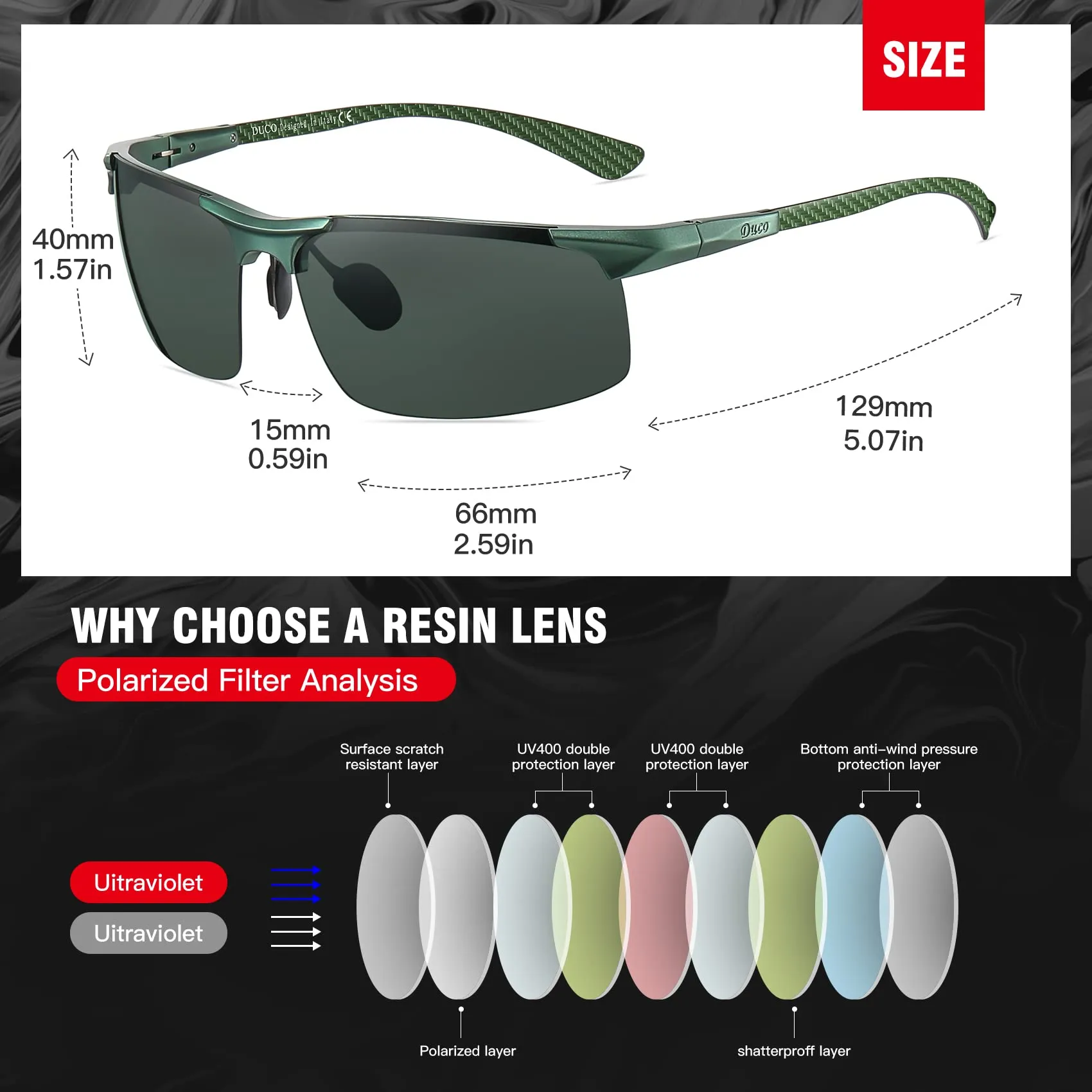 DUCO Men's Sports Polarized Driving Sunglasses for Men DC8277