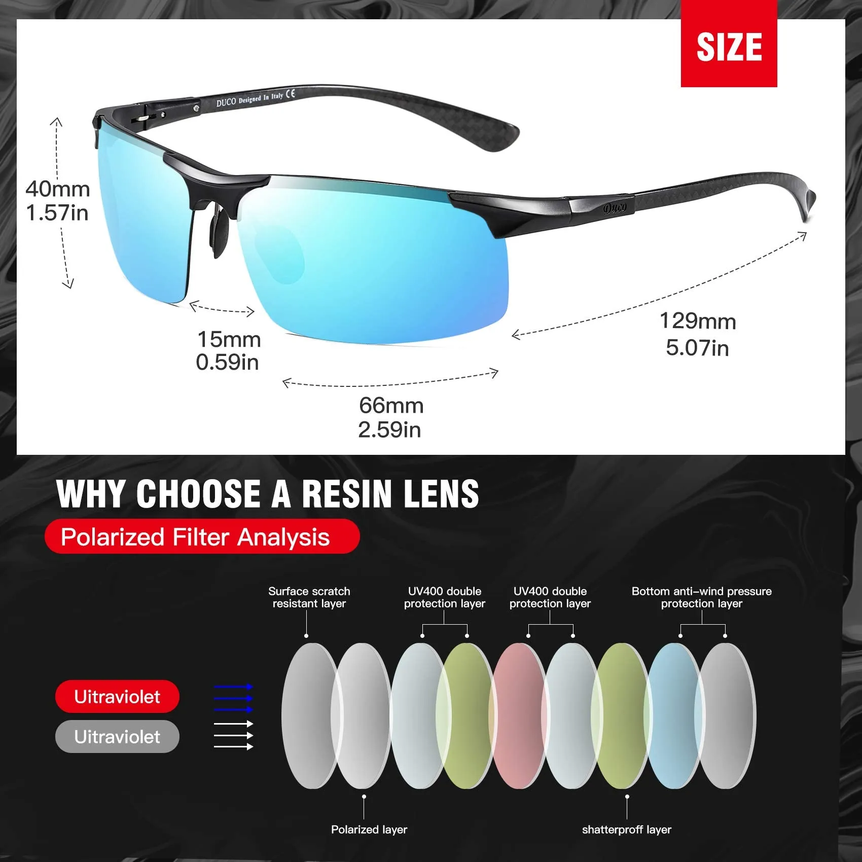 DUCO Men's Sports Polarized Driving Sunglasses for Men DC8277