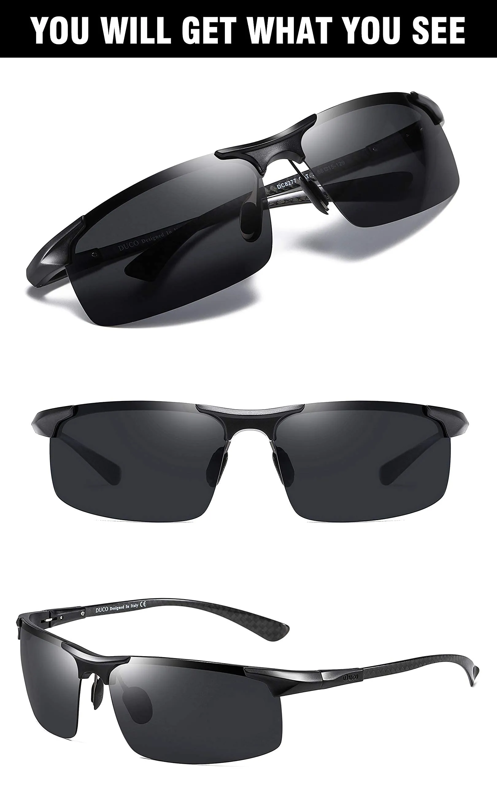 DUCO Men's Sports Polarized Driving Sunglasses for Men DC8277