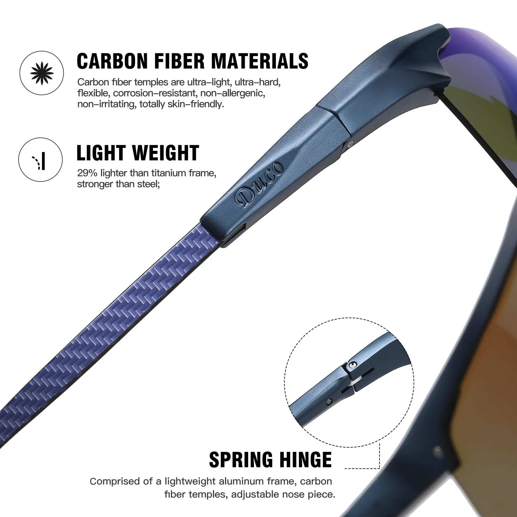 DUCO Men's Sports Polarized Driving Sunglasses for Men DC8277