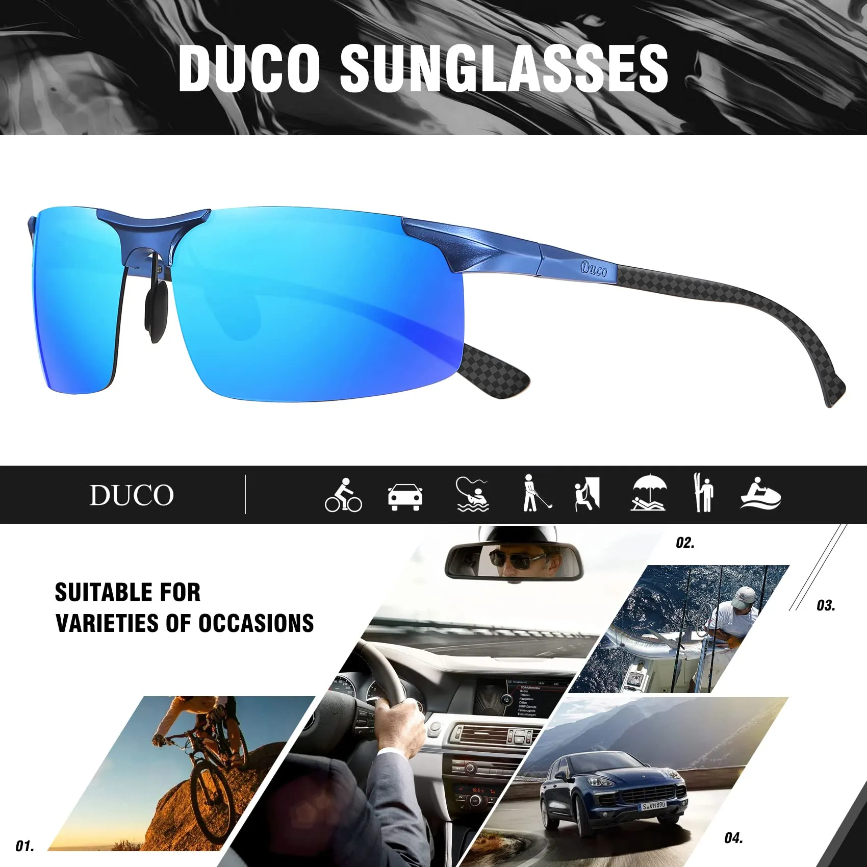 DUCO Men's Sports Polarized Driving Sunglasses for Men DC8277